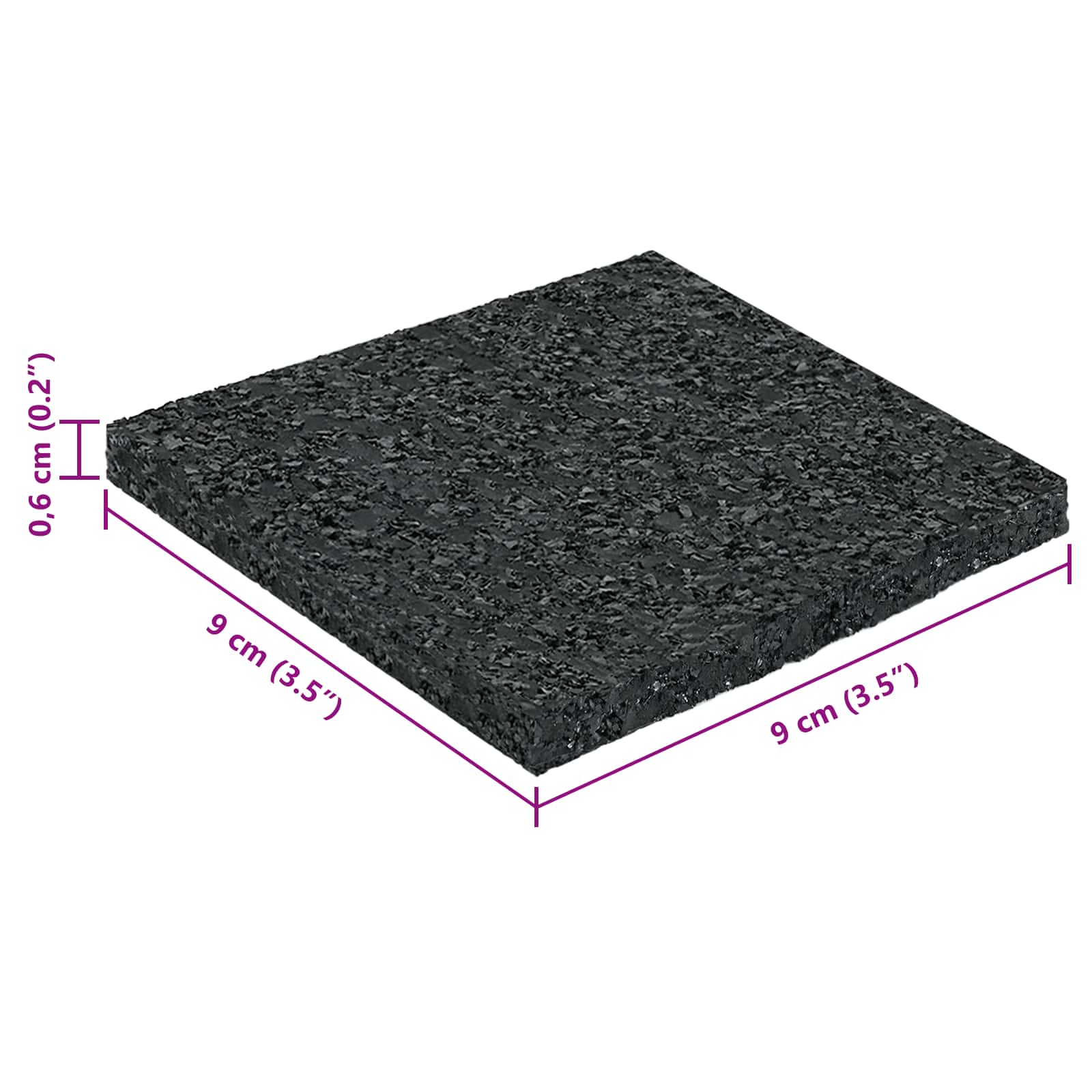 Gummigranulat-Patiopad Schwarz 9 x 9 x 0,6 cm Gummi