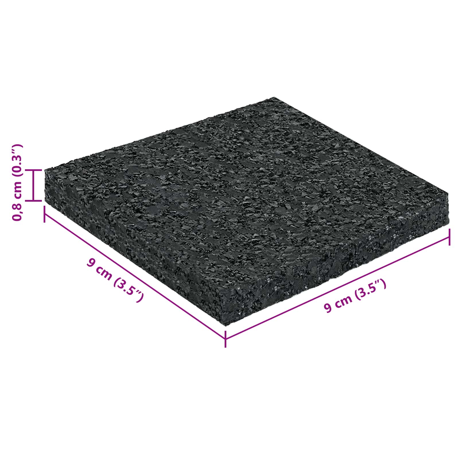 Gummigranulat-Patiopad Schwarz 9 x 9 x 0,8 cm Gummi
