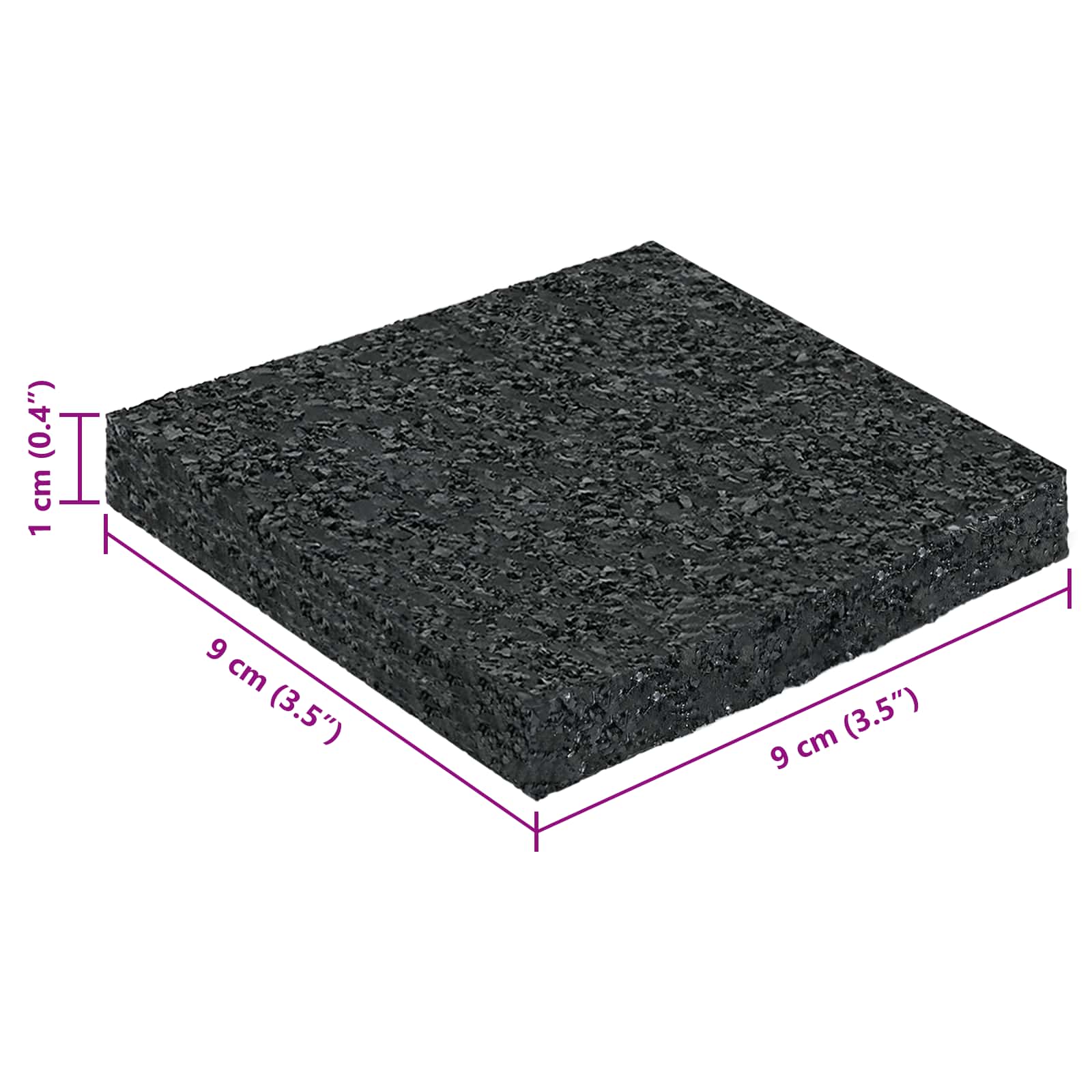 Gummigranulat-Patiopad Schwarz 9 x 9 x 1 cm Gummi