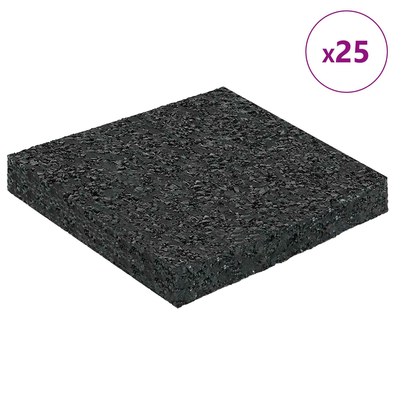 Gummigranulat-Patiopad Schwarz 9 x 9 x 1 cm Gummi