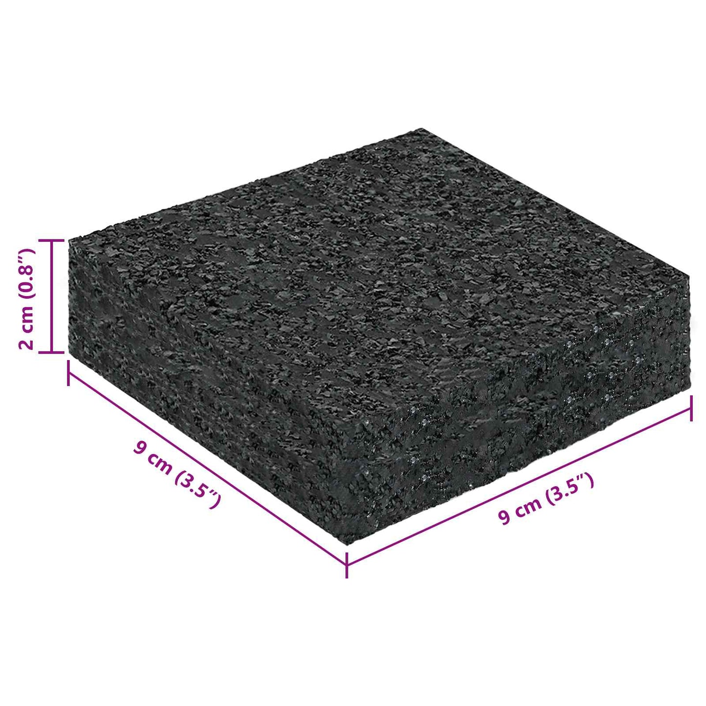Gummigranulat-Patiopad Schwarz 9 x 9 x 2 cm Gummi