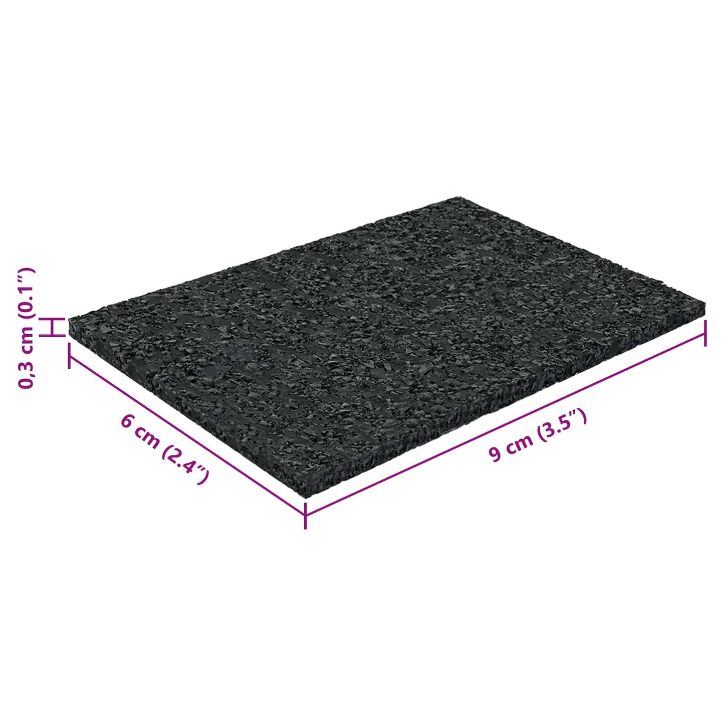 Gummigranulat-Patiopad Schwarz 6 x 9 x 0,3 cm Gummi