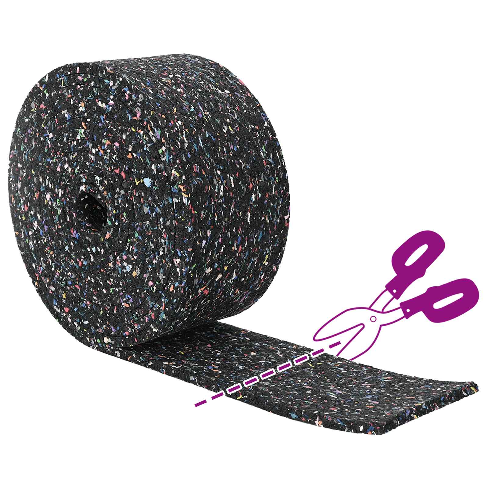 Gummi-Granulat-Rolle Schwarz 1000 x 10 x 0,8 cm Gummi