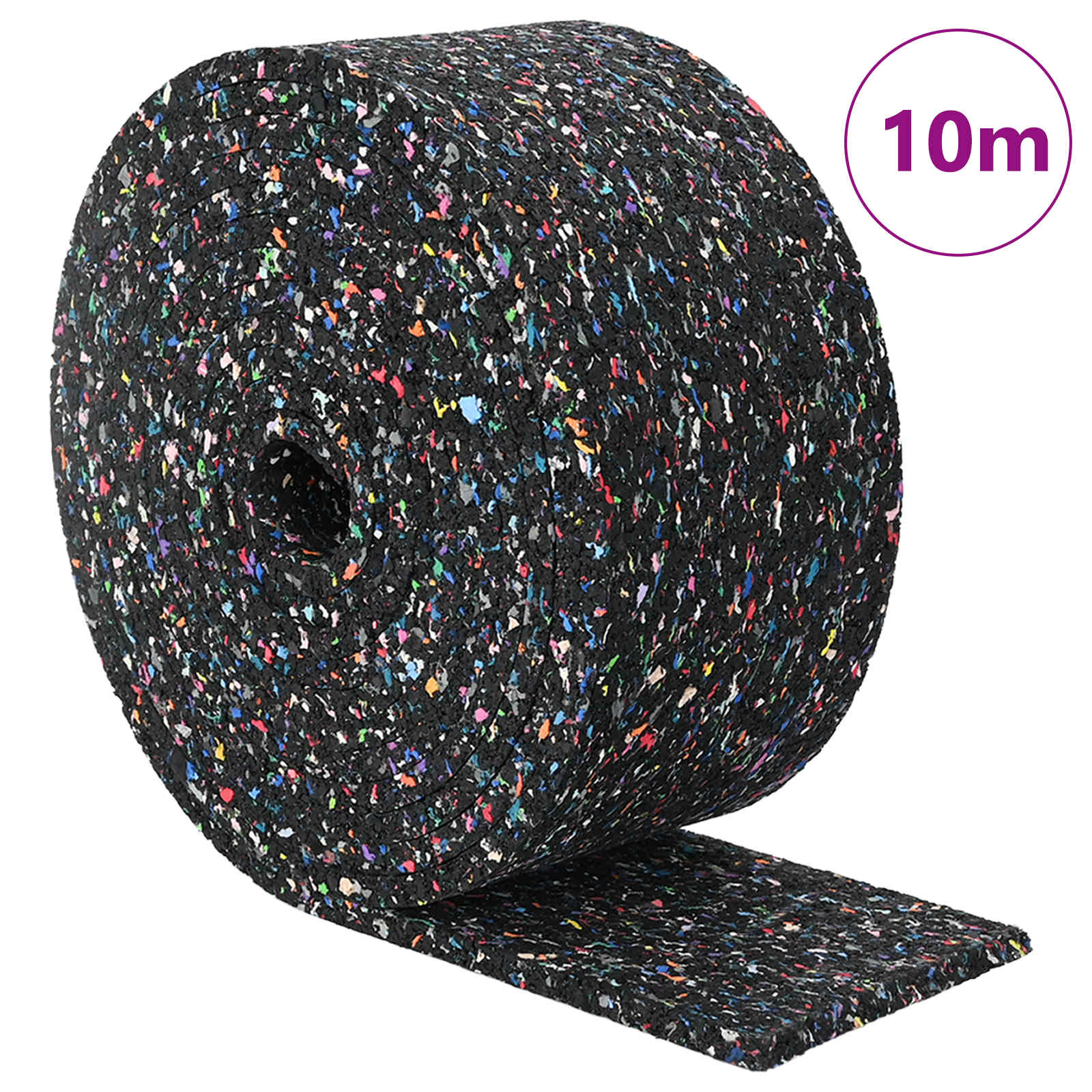 Gummi-Granulat-Rolle Schwarz 1000 x 10 x 0,8 cm Gummi