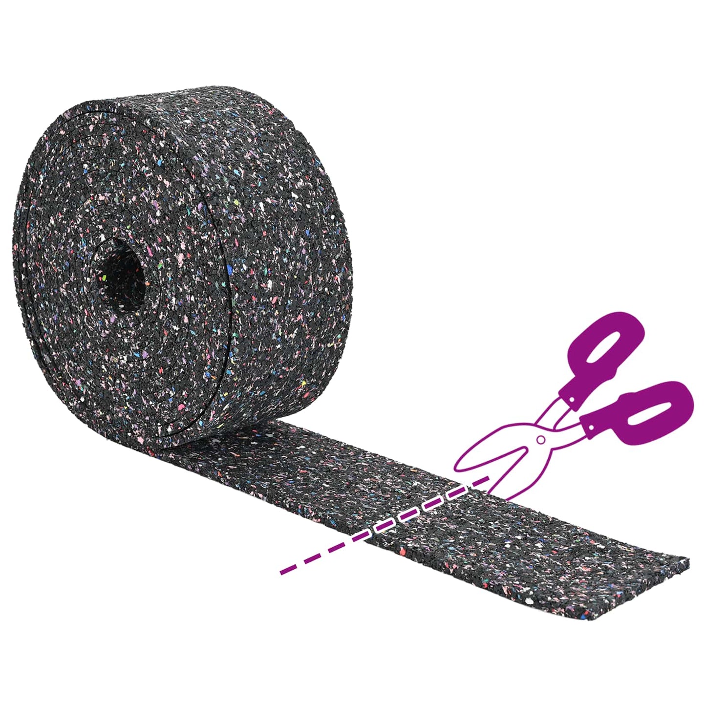Gummi-Granulat-Rolle Schwarz 200 x 10 x 1 cm Gummi