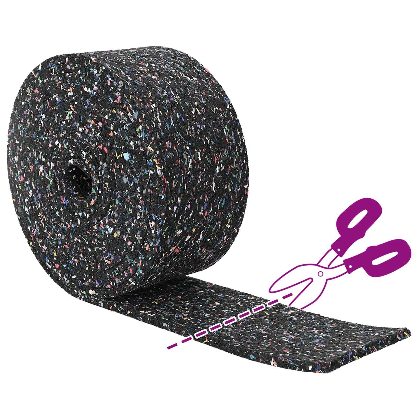 Gummi-Granulat-Rolle Schwarz 1000 x 12 x 0,8 cm Gummi