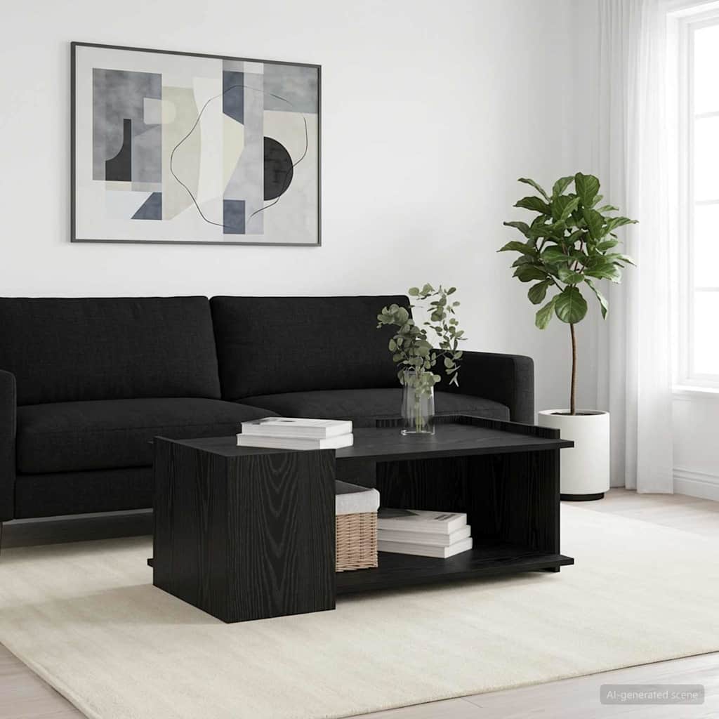 Couchtisch Schwarz Eichen-Optik 90 x 50 x 33 cm Holzwerkstoff