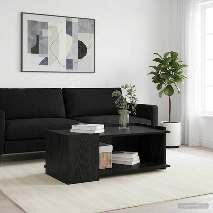 Couchtisch Schwarz Eichen-Optik 90 x 50 x 33 cm Holzwerkstoff