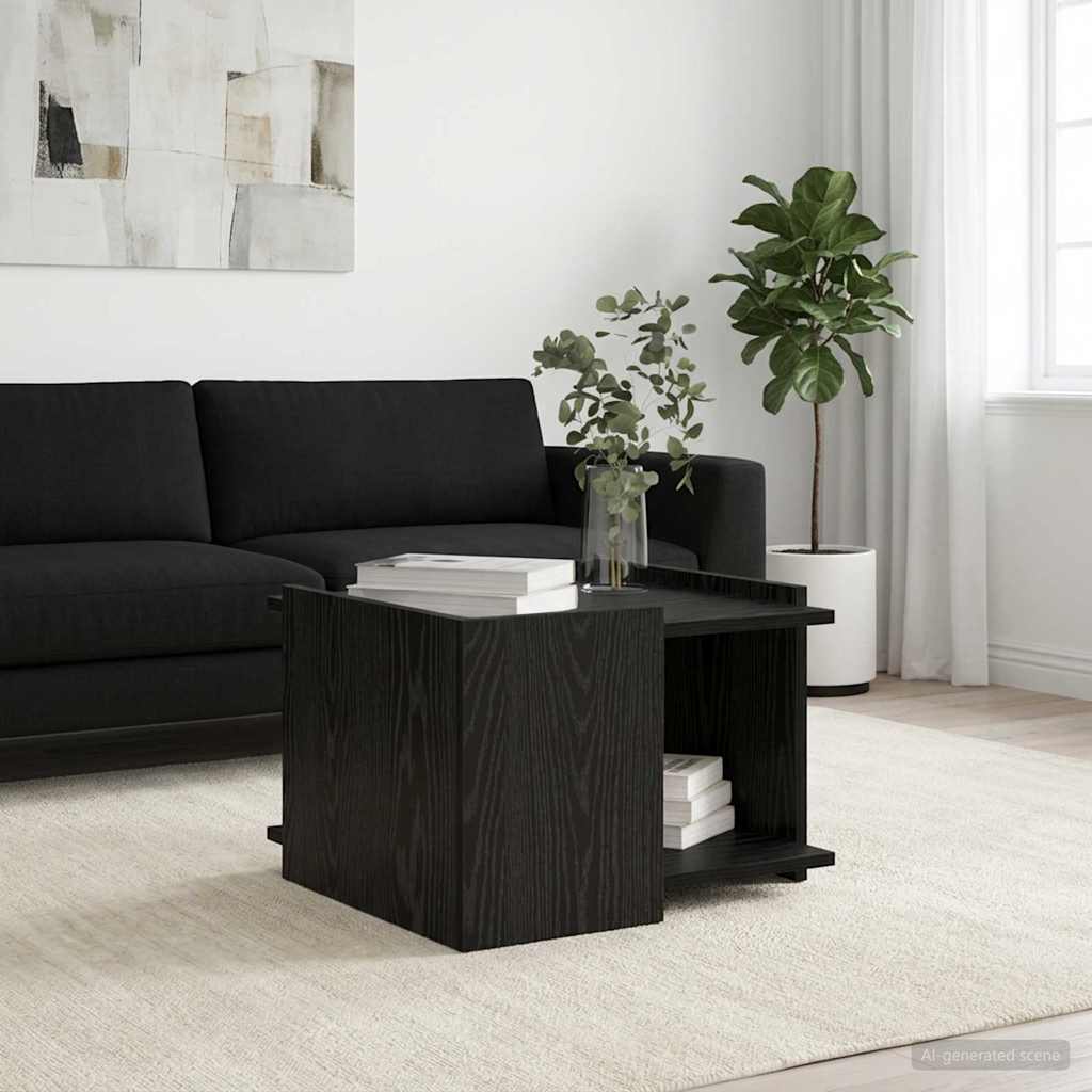 Couchtisch Schwarz Eichen-Optik 50,5 x 50 x 33 cm Holzwerkstoff