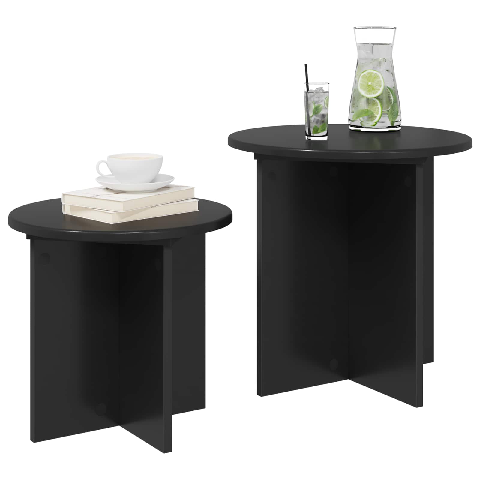 Beistelltisch-Set 2 stk. Schwarze Eiche Ø 45 x 45 cm