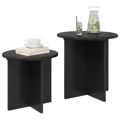 Beistelltisch-Set 2 stk. Schwarze Eiche Ø 45 x 45 cm