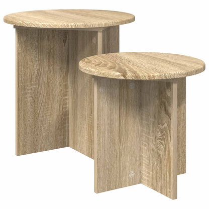 Beistelltisch-Set 2 stk. Sonoma-Eiche Ø 45 x 45 cm