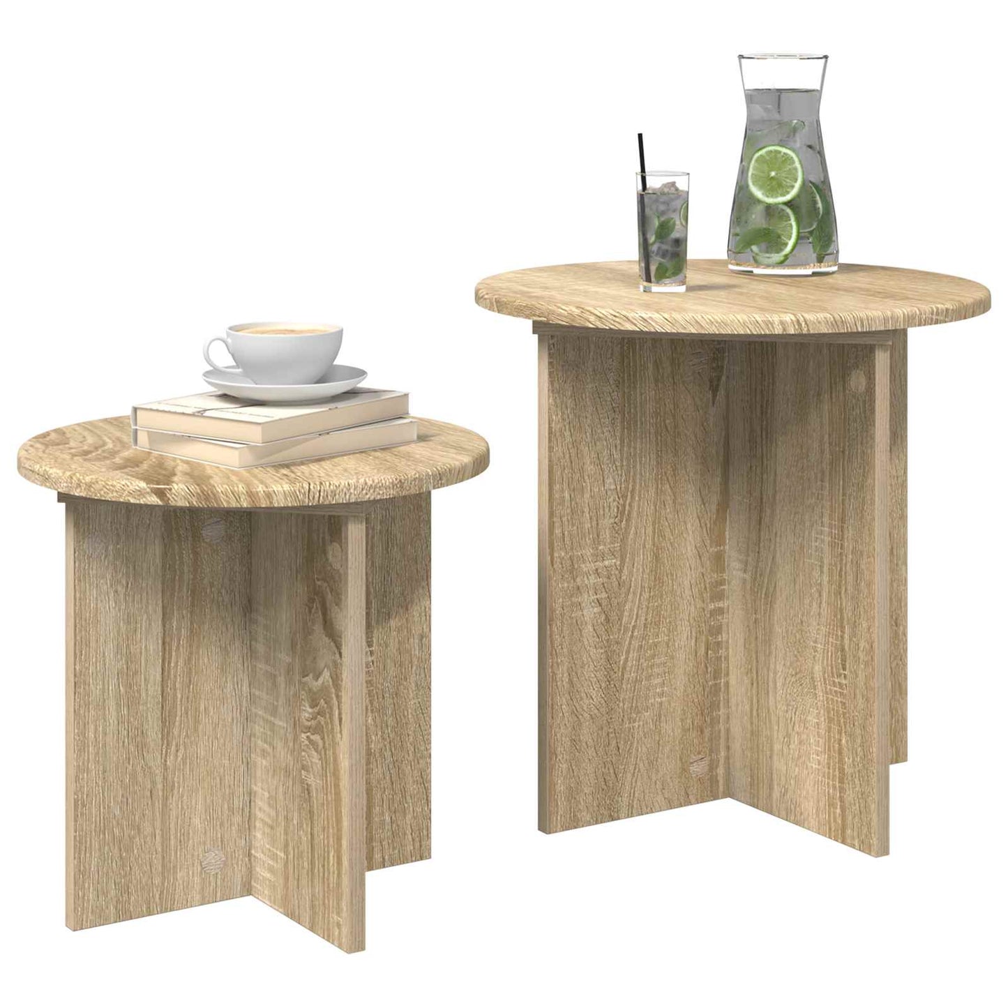 Beistelltisch-Set 2 stk. Sonoma-Eiche Ø 45 x 45 cm