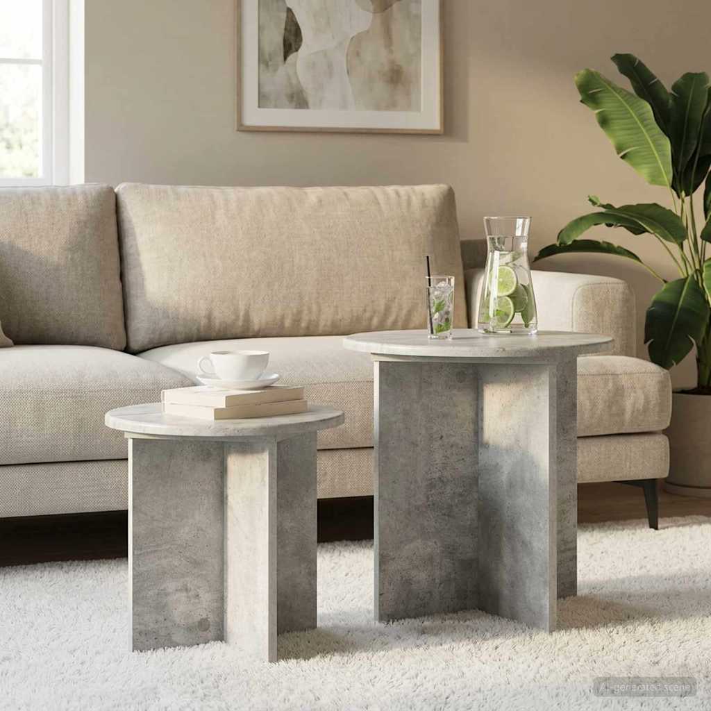 Beistelltisch-Set 2 stk. Betongrau Ø 45 x 45 cm Holzwerkstoff