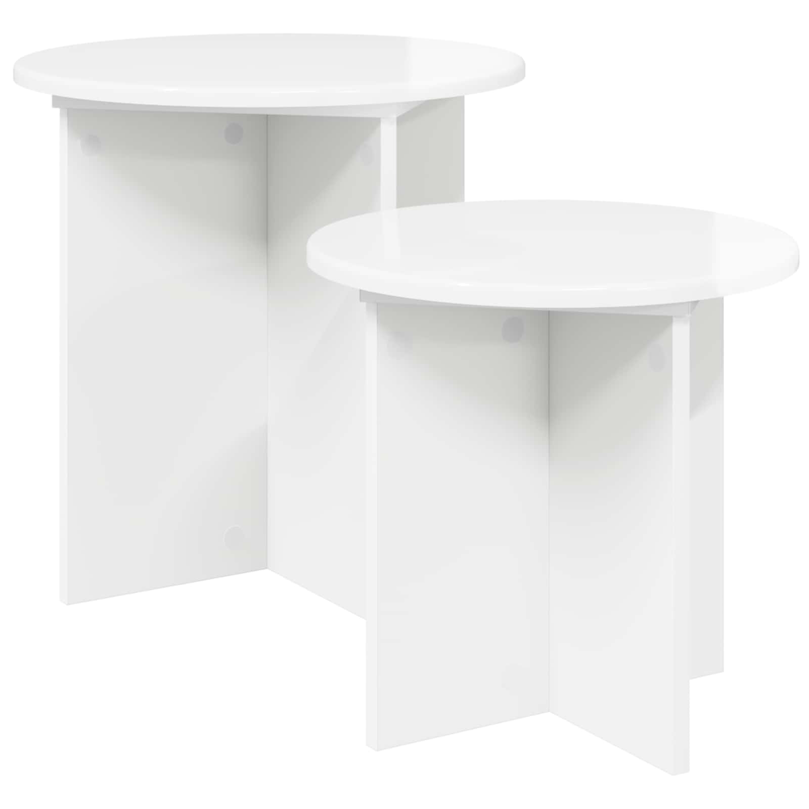 Beistelltisch-Set 2 stk. Hochglanz Weiß Ø 45 x 45 cm