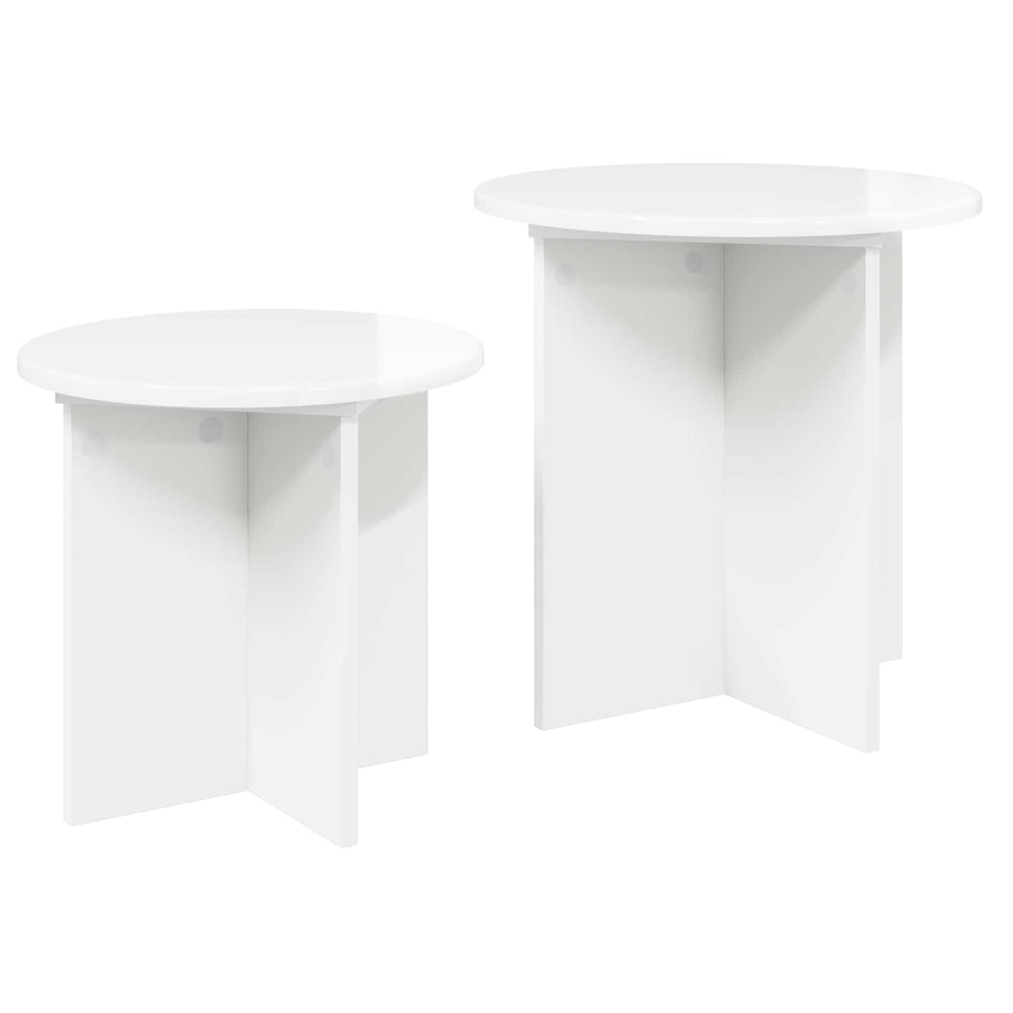 Beistelltisch-Set 2 stk. Hochglanz Weiß Ø 45 x 45 cm