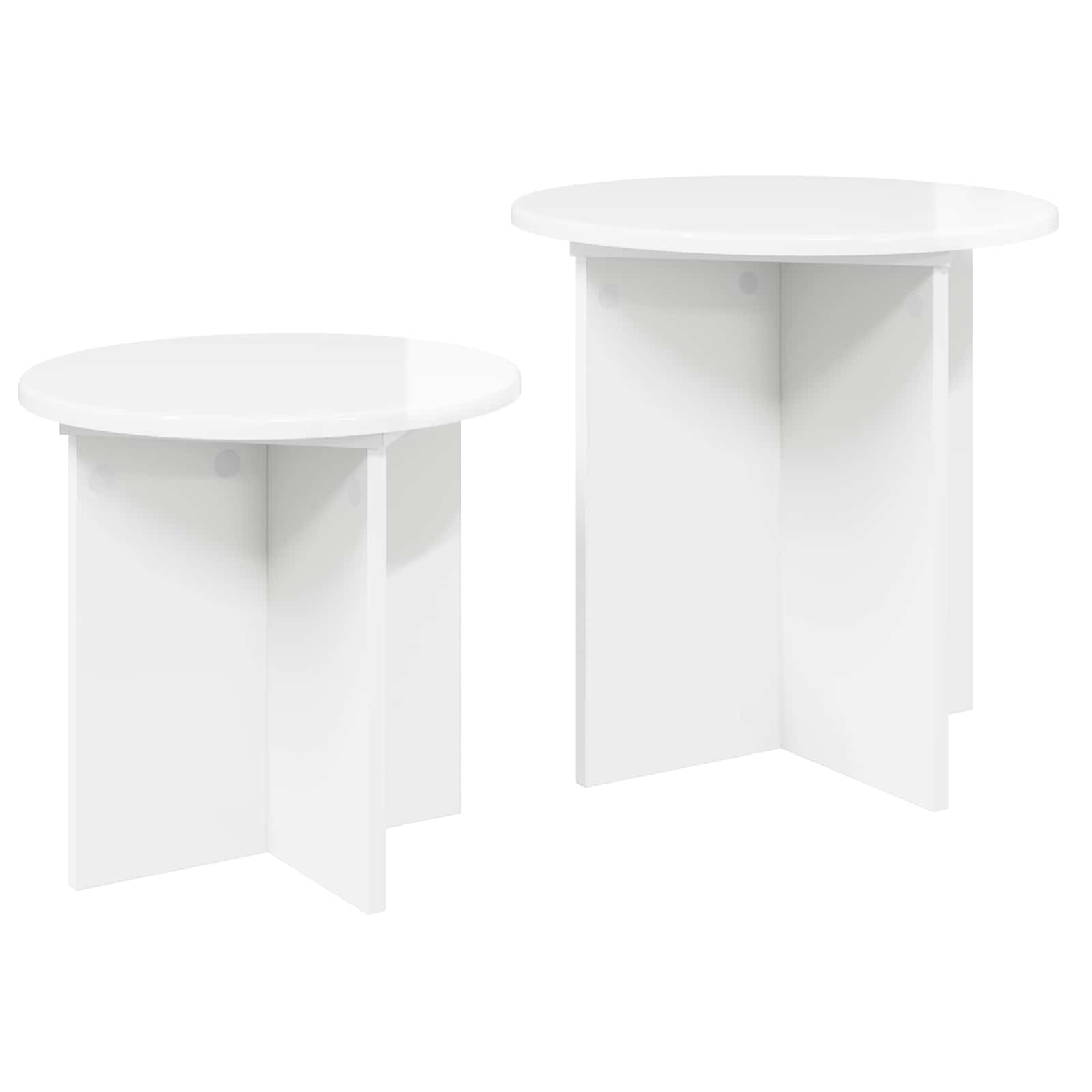 Beistelltisch-Set 2 stk. Hochglanz Weiß Ø 45 x 45 cm
