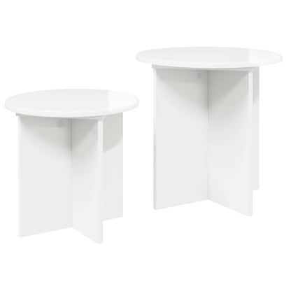 Beistelltisch-Set 2 stk. Hochglanz Weiß Ø 45 x 45 cm