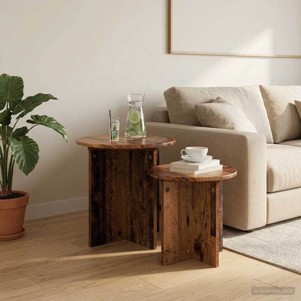 Beistelltisch-Set 2 stk. Altholz Ø 45 x 45 cm Holzwerkstoff