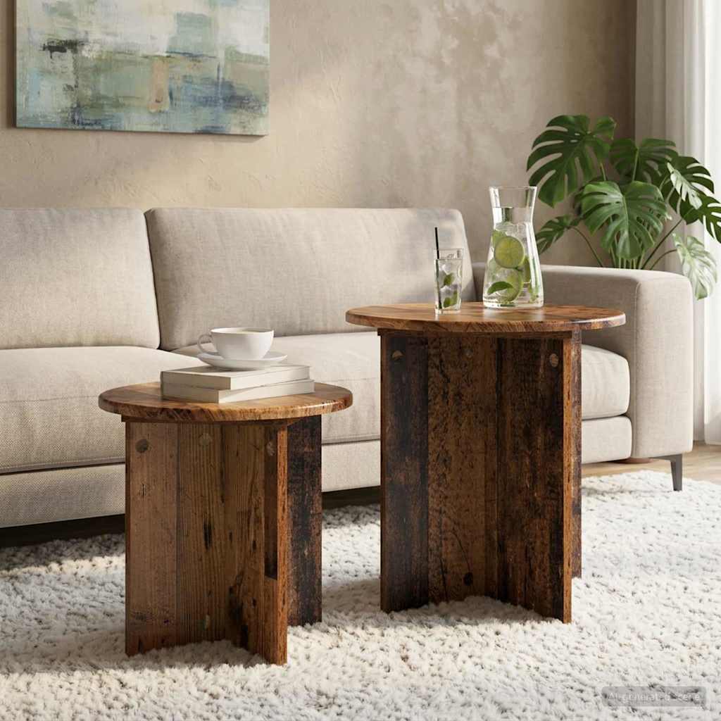 Beistelltisch-Set 2 stk. Altholz Ø 45 x 45 cm Holzwerkstoff