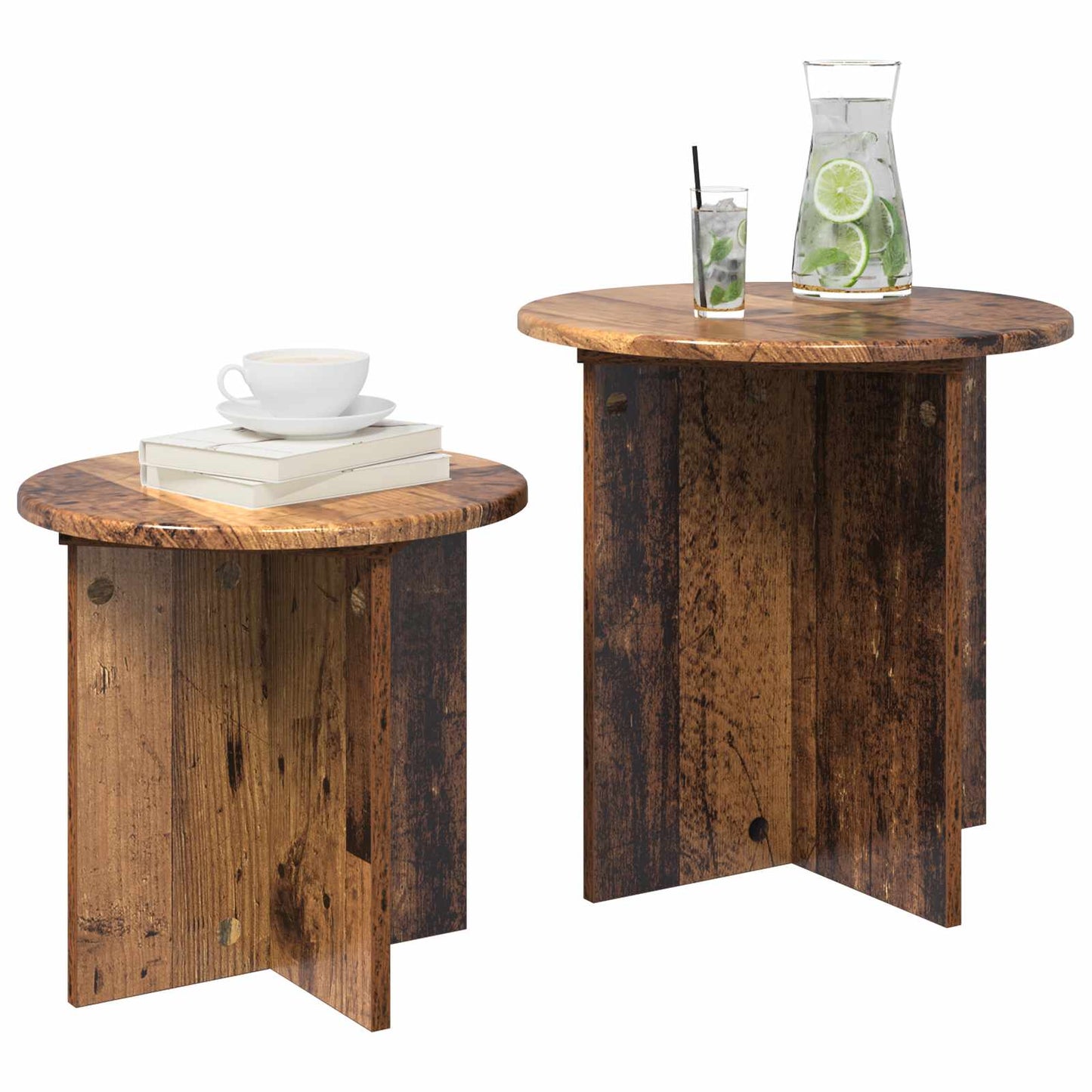 Beistelltisch-Set 2 stk. Altholz Ø 45 x 45 cm Holzwerkstoff
