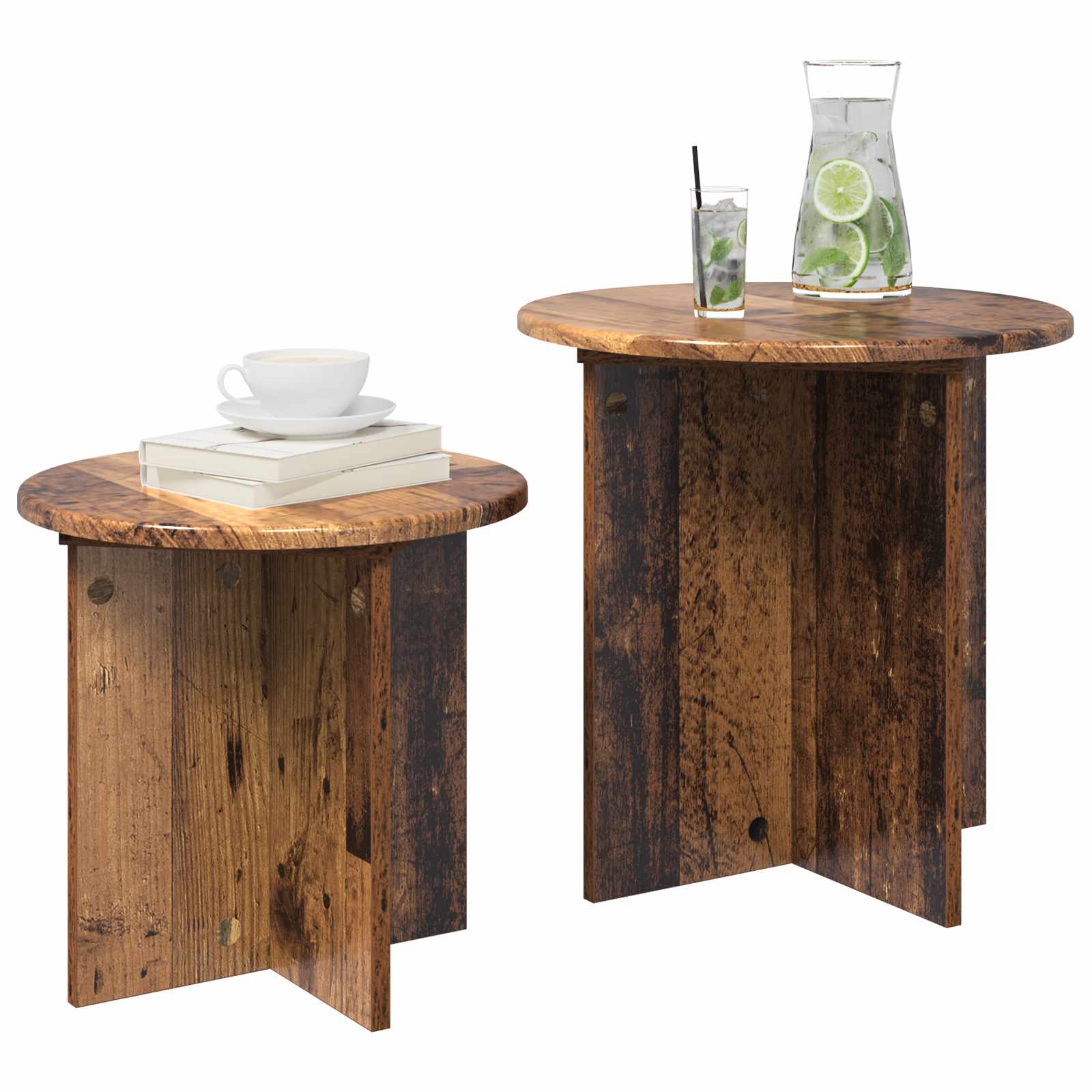 Beistelltisch-Set 2 stk. Altholz Ø 45 x 45 cm Holzwerkstoff