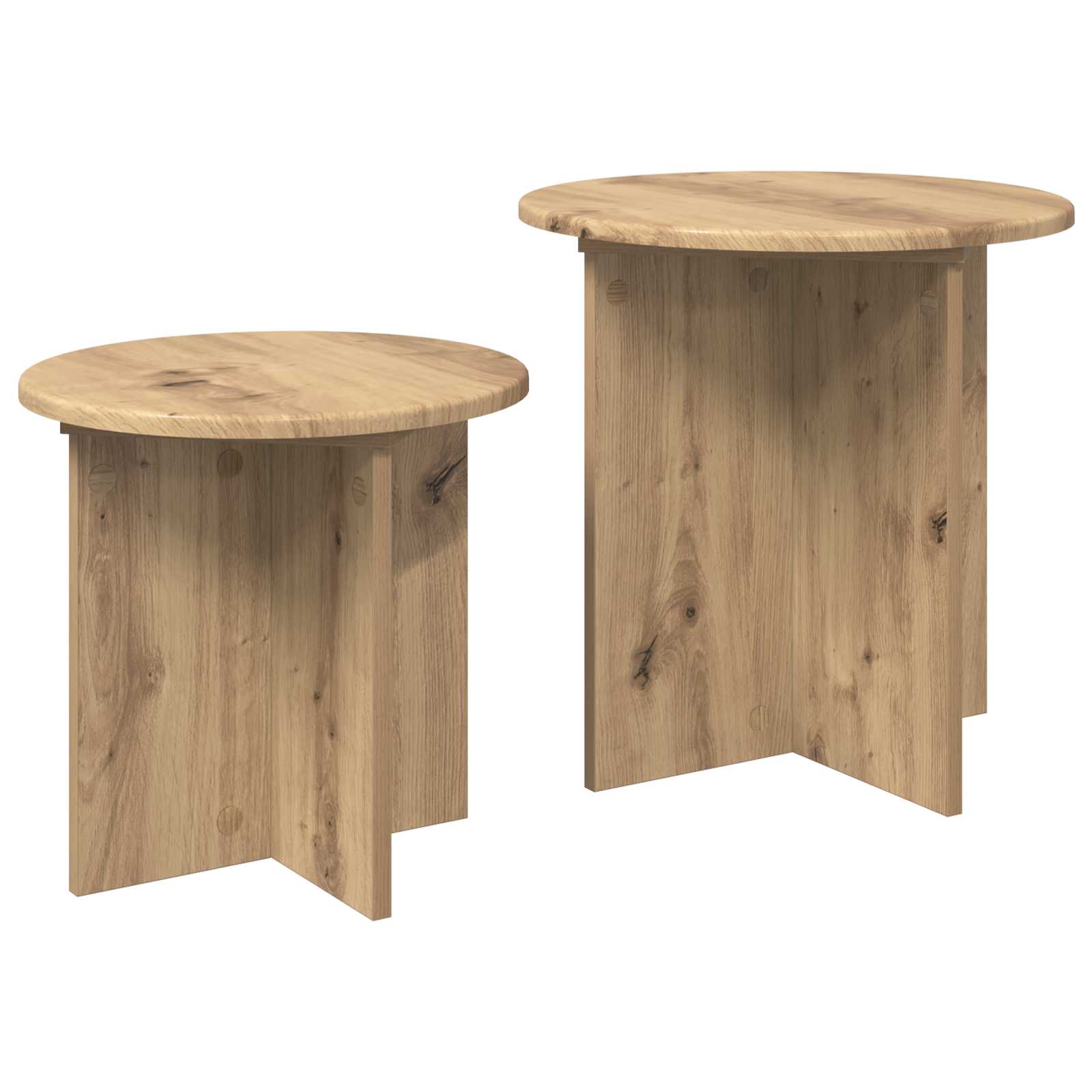 Beistelltisch-Set 2 stk. Artisan-Eiche Ø 45 x 45 cm