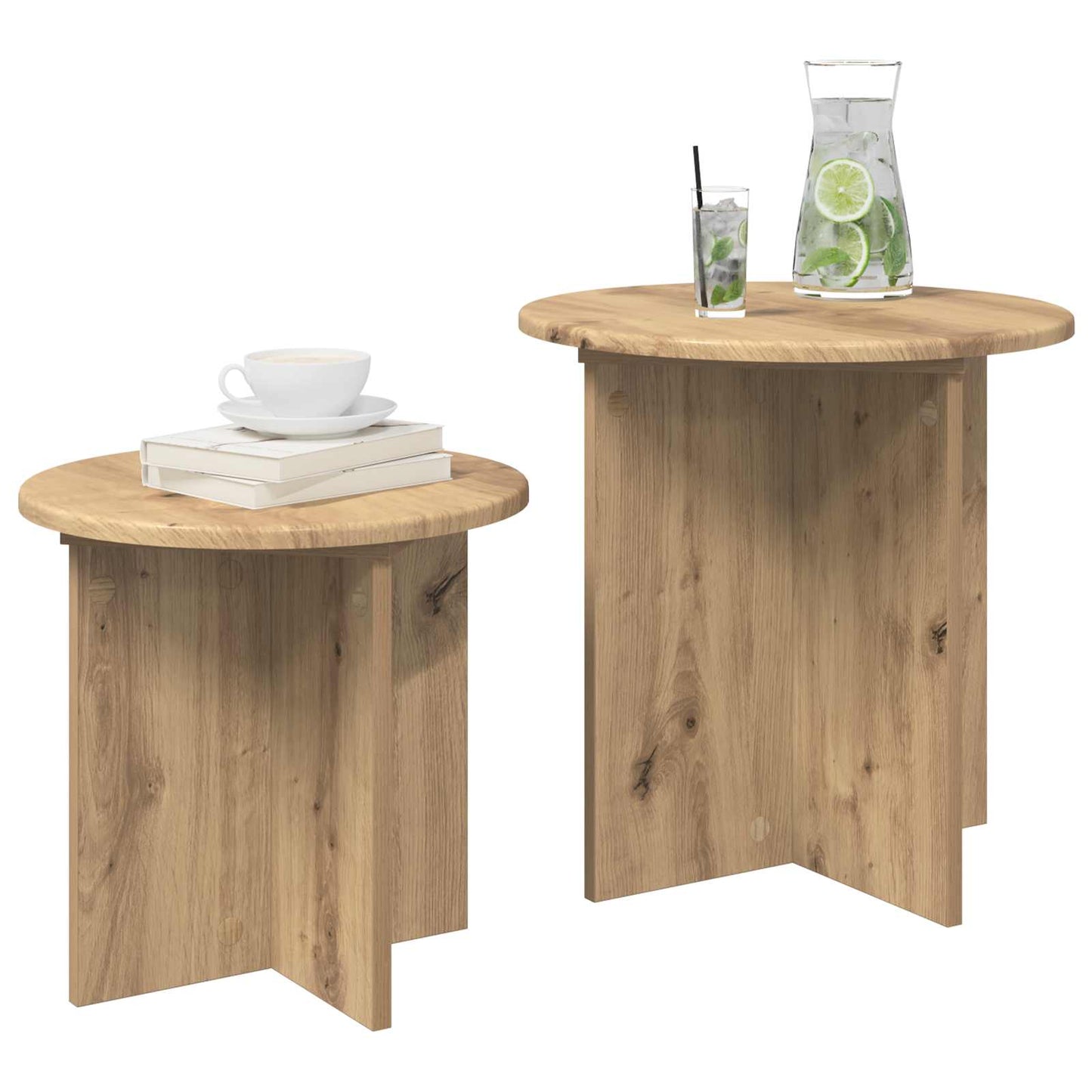 Beistelltisch-Set 2 stk. Artisan-Eiche Ø 45 x 45 cm