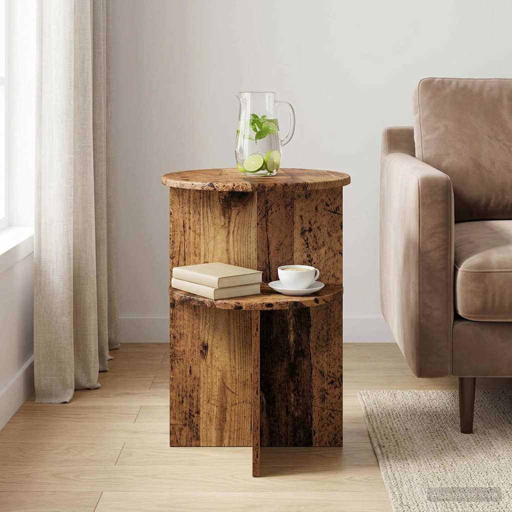 Beistelltisch mit Speicher Altholz Ø 39,5 x 55 cm Holzwerkstoff