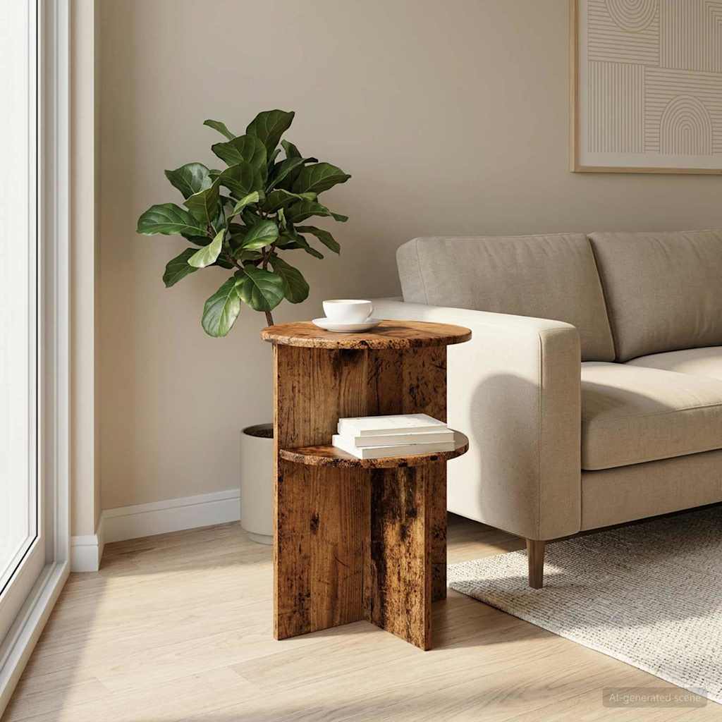 Beistelltisch mit Speicher Altholz Ø 39,5 x 55 cm Holzwerkstoff