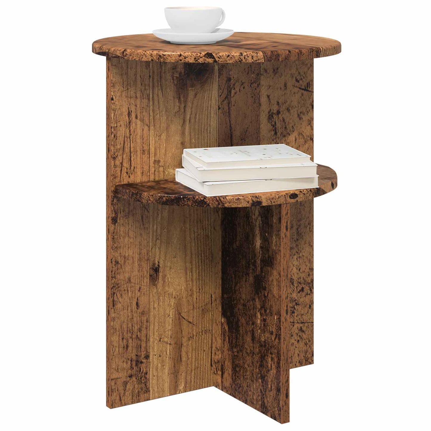 Beistelltisch mit Speicher Altholz Ø 39,5 x 55 cm Holzwerkstoff