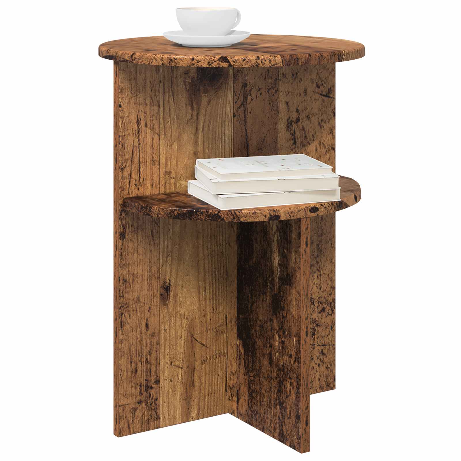 Beistelltisch mit Speicher Altholz Ø 39,5 x 55 cm Holzwerkstoff