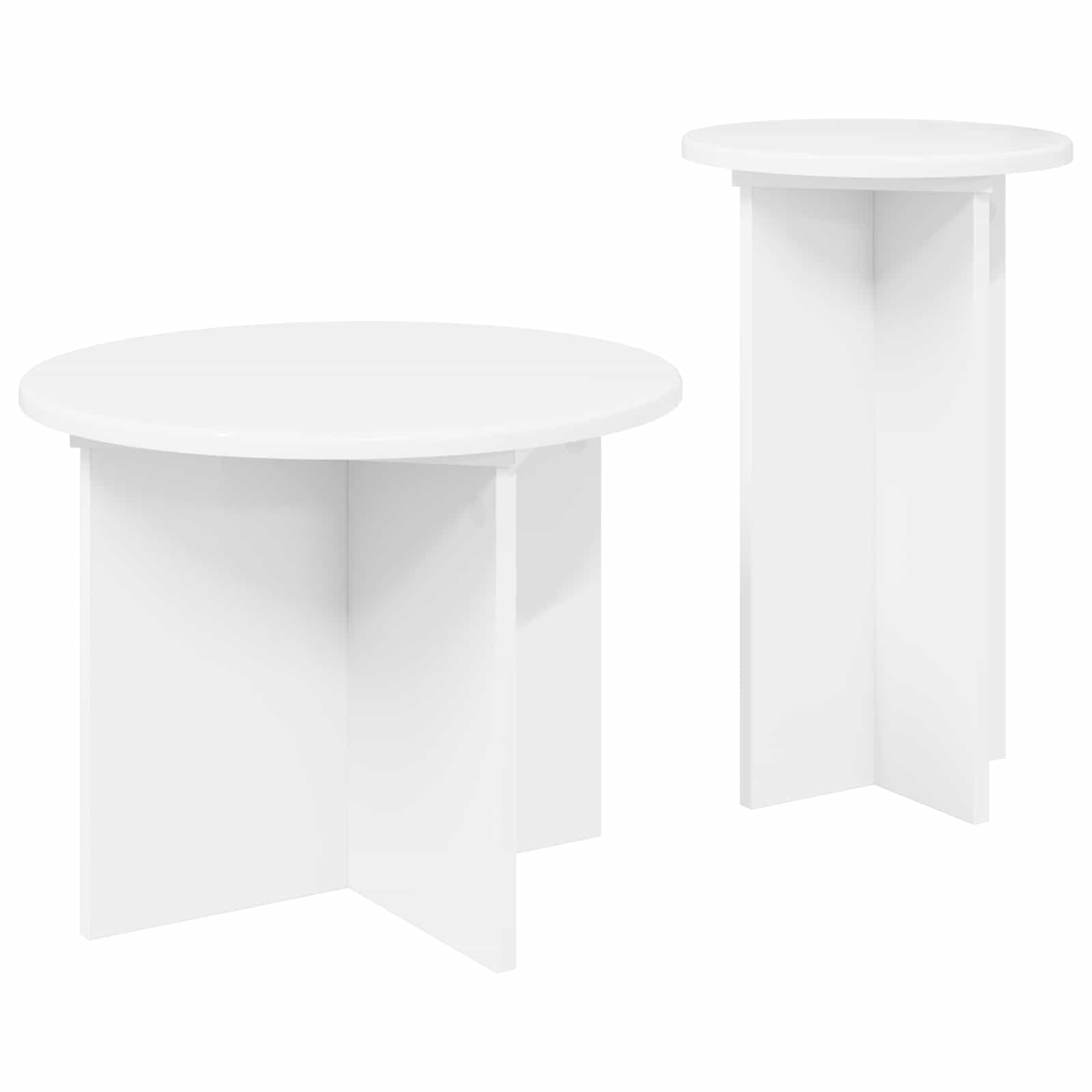 Beistelltisch-Set 2 Stk. Weiß Ø 45 x 35 cm Holzwerkstoff