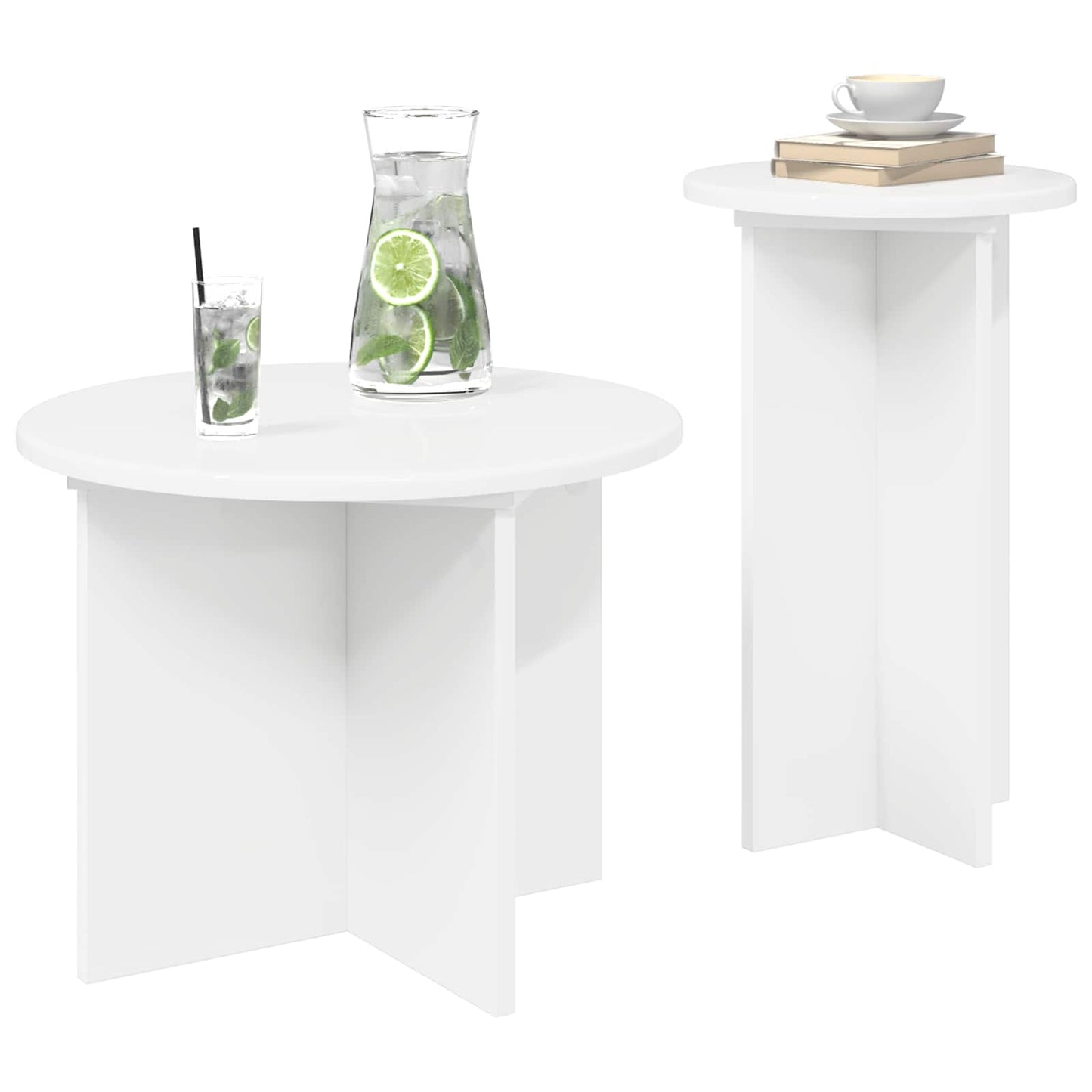 Beistelltisch-Set 2 Stk. Weiß Ø 45 x 35 cm Holzwerkstoff