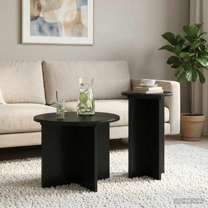 Beistelltisch-Set 2 stk. Schwarz Ø 45 x 35 cm Holzwerkstoff