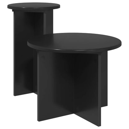 Beistelltisch-Set 2 stk. Schwarz Ø 45 x 35 cm Holzwerkstoff