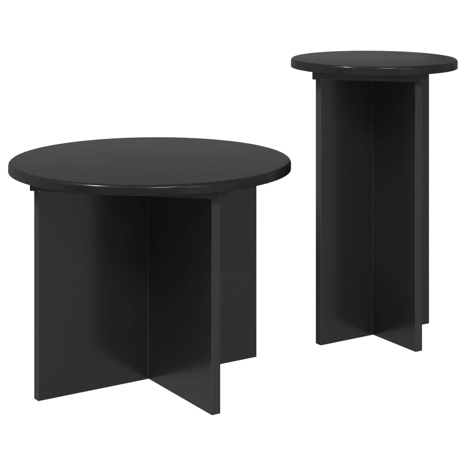 Beistelltisch-Set 2 Stk. Schwarz Eichen-Optik Ø 45 x 35 cm