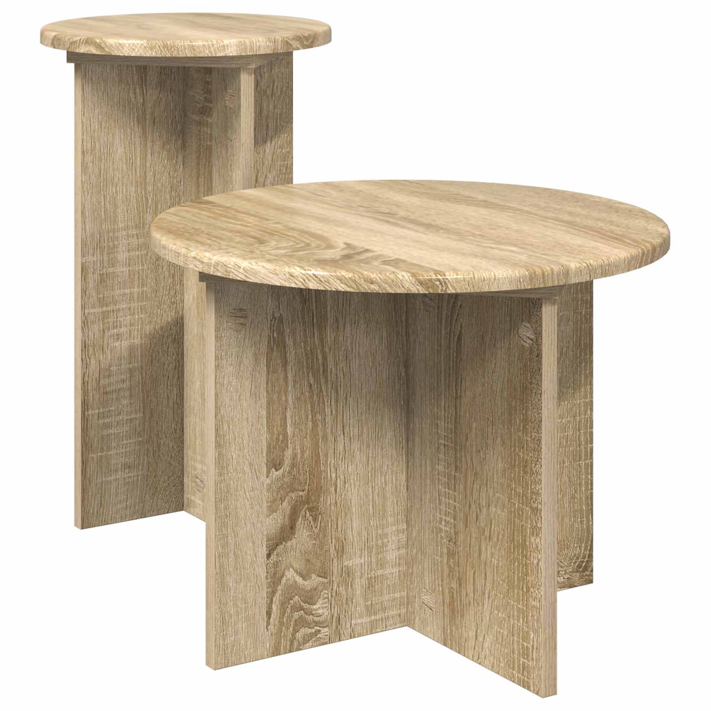 Beistelltisch-Set 2 Stk. Sonoma-Eiche Ø 45 x 35 cm