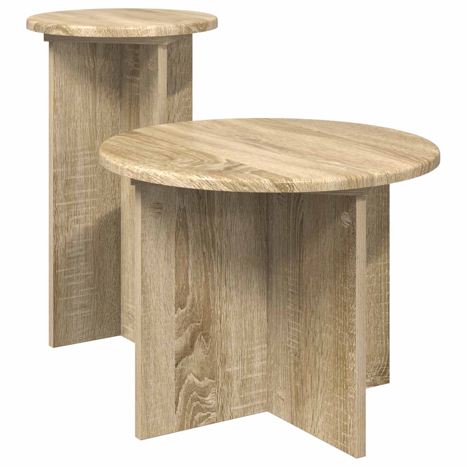 Beistelltisch-Set 2 Stk. Sonoma-Eiche Ø 45 x 35 cm