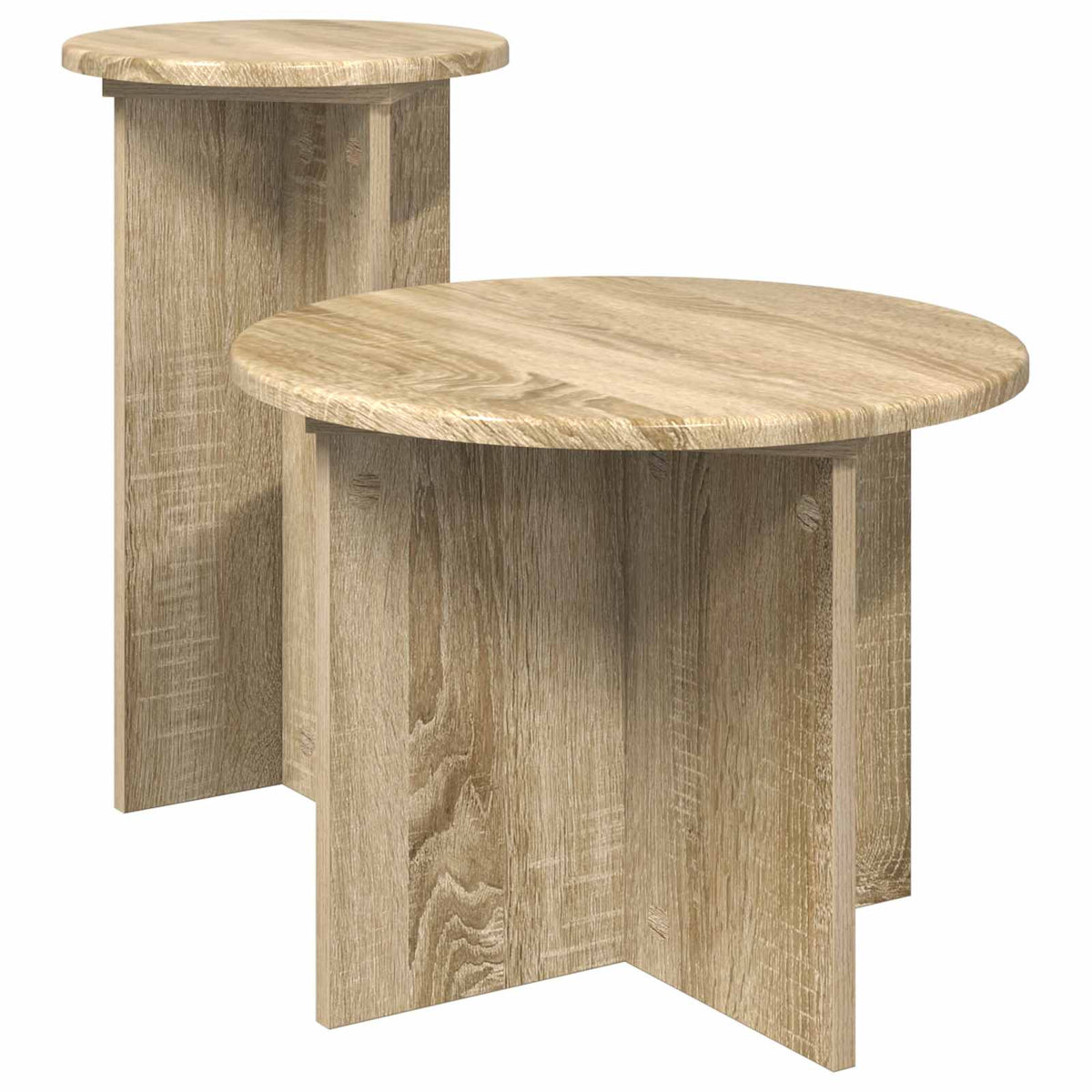 Beistelltisch-Set 2 Stk. Sonoma-Eiche Ø 45 x 35 cm