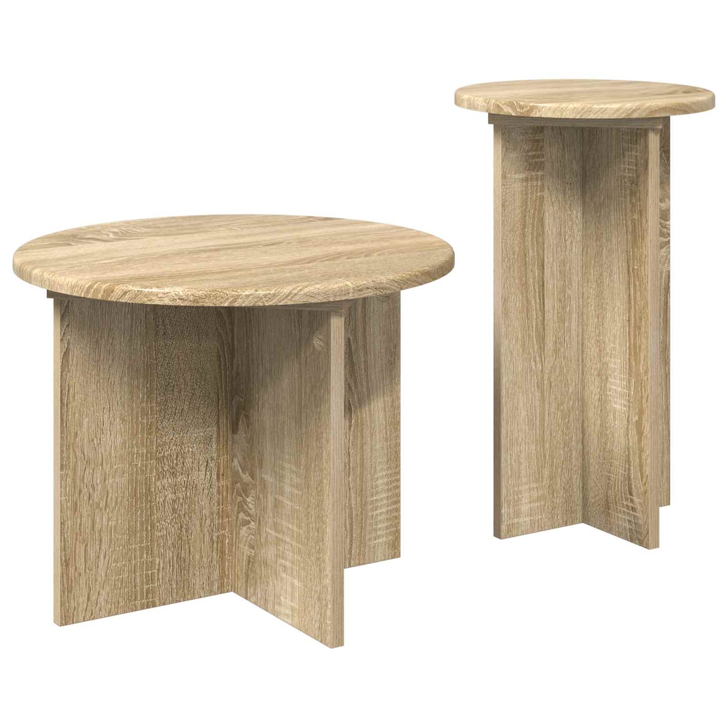 Beistelltisch-Set 2 Stk. Sonoma-Eiche Ø 45 x 35 cm
