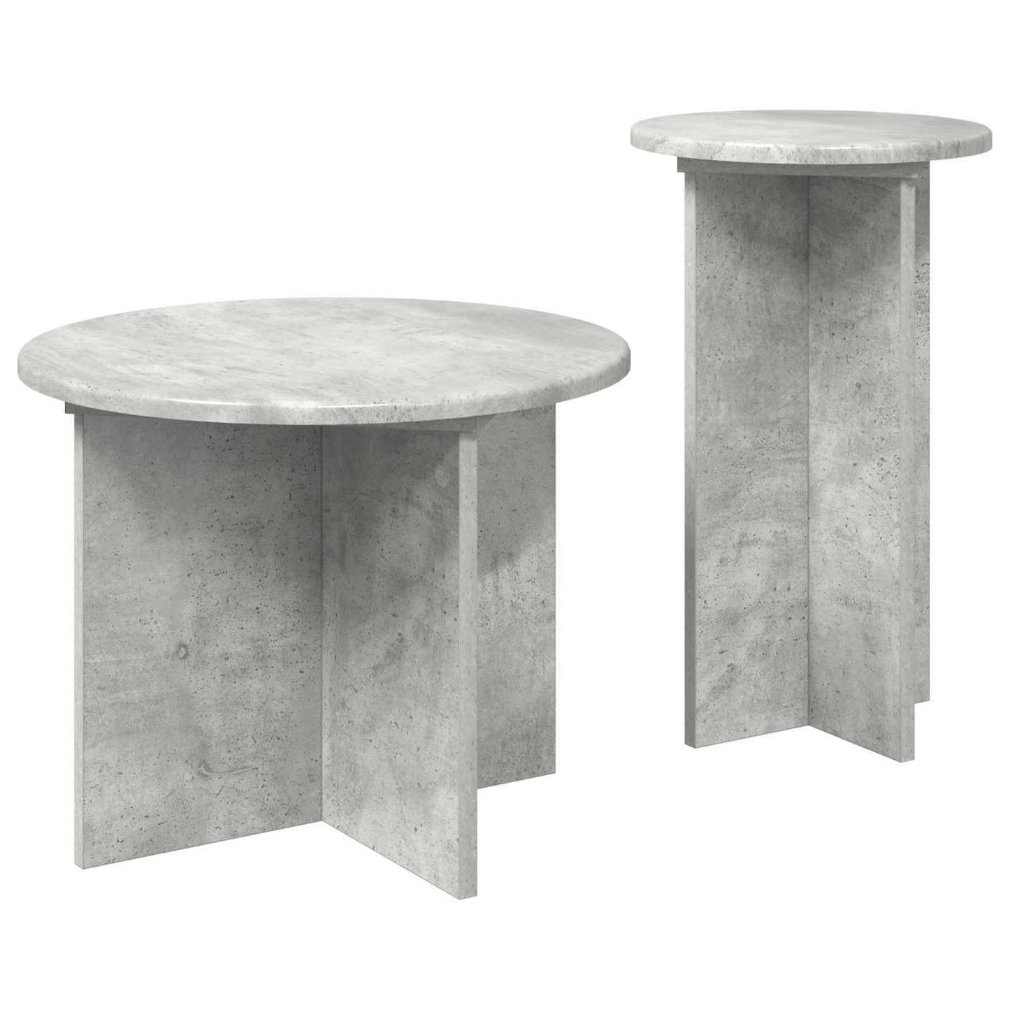Beistelltisch-Set 2 Stk. Betongrau Ø 45 x 35 cm Holzwerkstoff