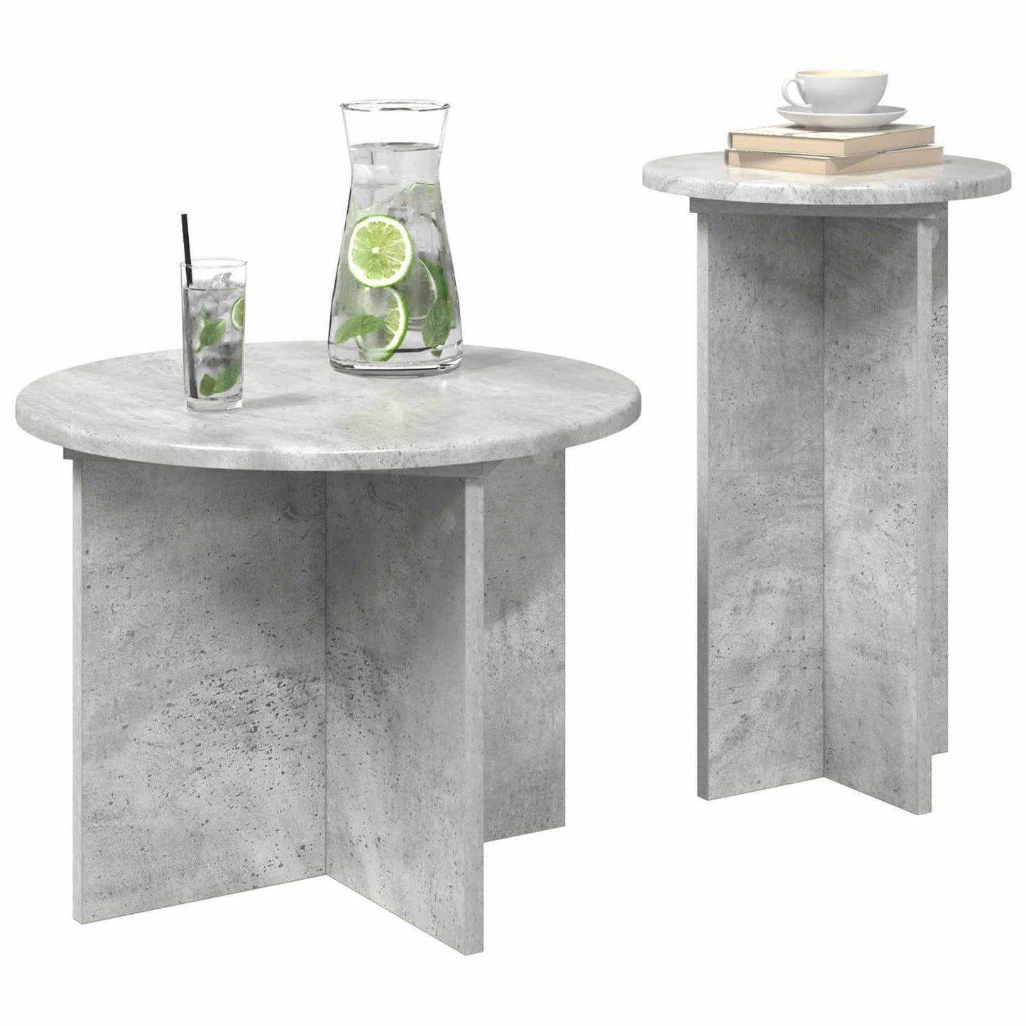Beistelltisch-Set 2 Stk. Betongrau Ø 45 x 35 cm Holzwerkstoff