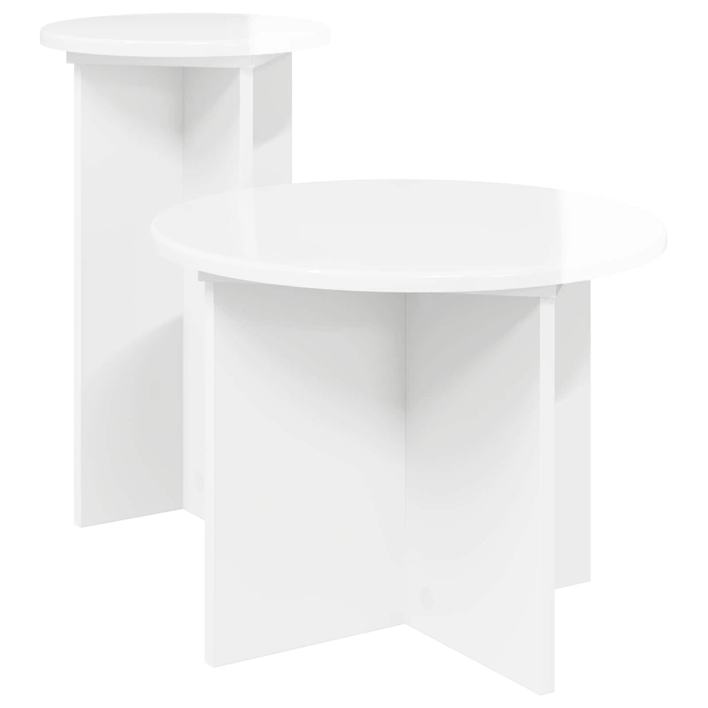 Beistelltisch-Set 2 Stk. Hochglanz Weiß Ø 45 x 35 cm