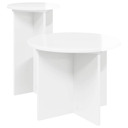 Beistelltisch-Set 2 Stk. Hochglanz Weiß Ø 45 x 35 cm