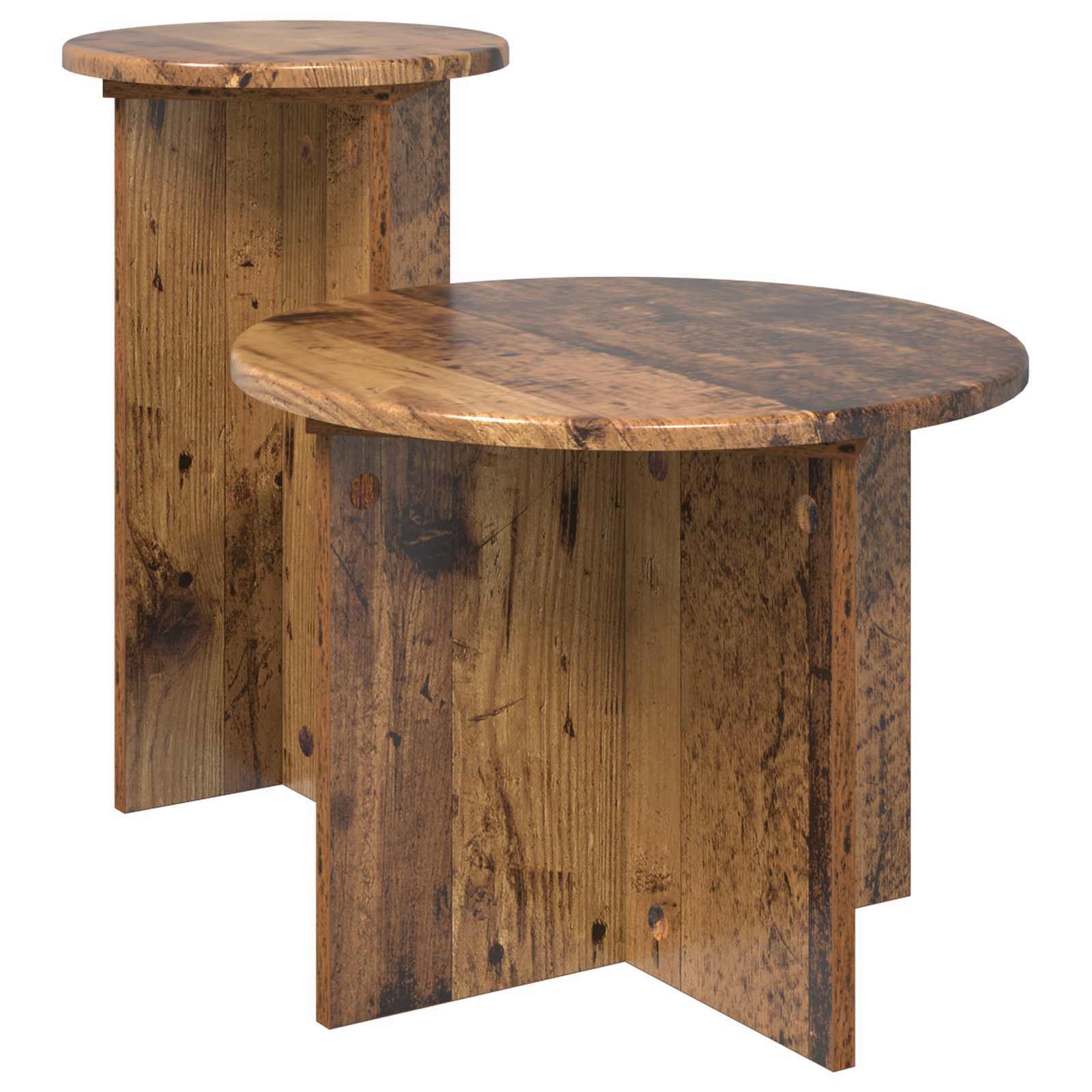 Beistelltisch-Set 2 Stk. Altholz Ø 45 x 35 cm Holzwerkstoff
