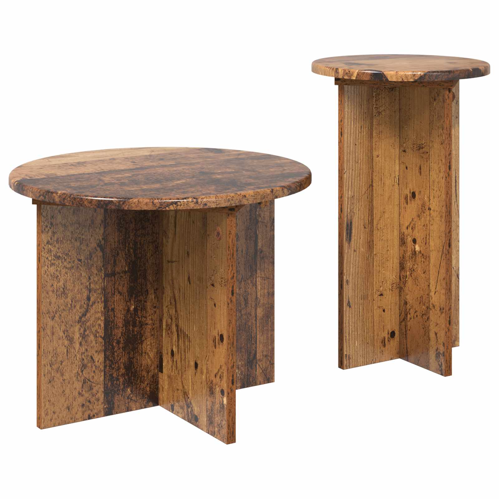 Beistelltisch-Set 2 Stk. Altholz Ø 45 x 35 cm Holzwerkstoff