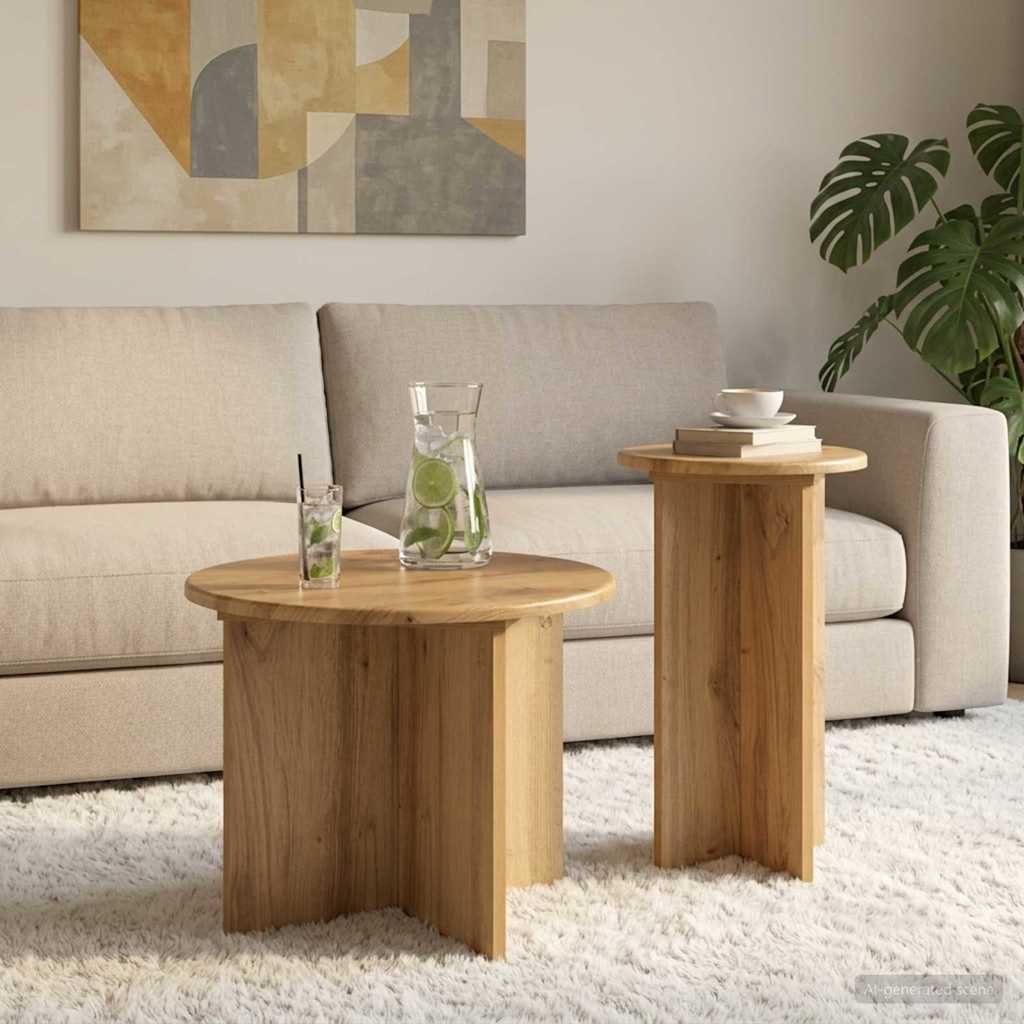 Beistelltisch-Set 2 stk. Artisan-Eiche Ø 45 x 35 cm