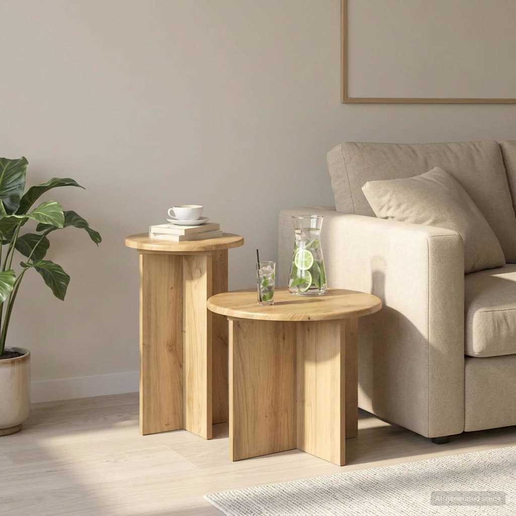 Beistelltisch-Set 2 stk. Artisan-Eiche Ø 45 x 35 cm