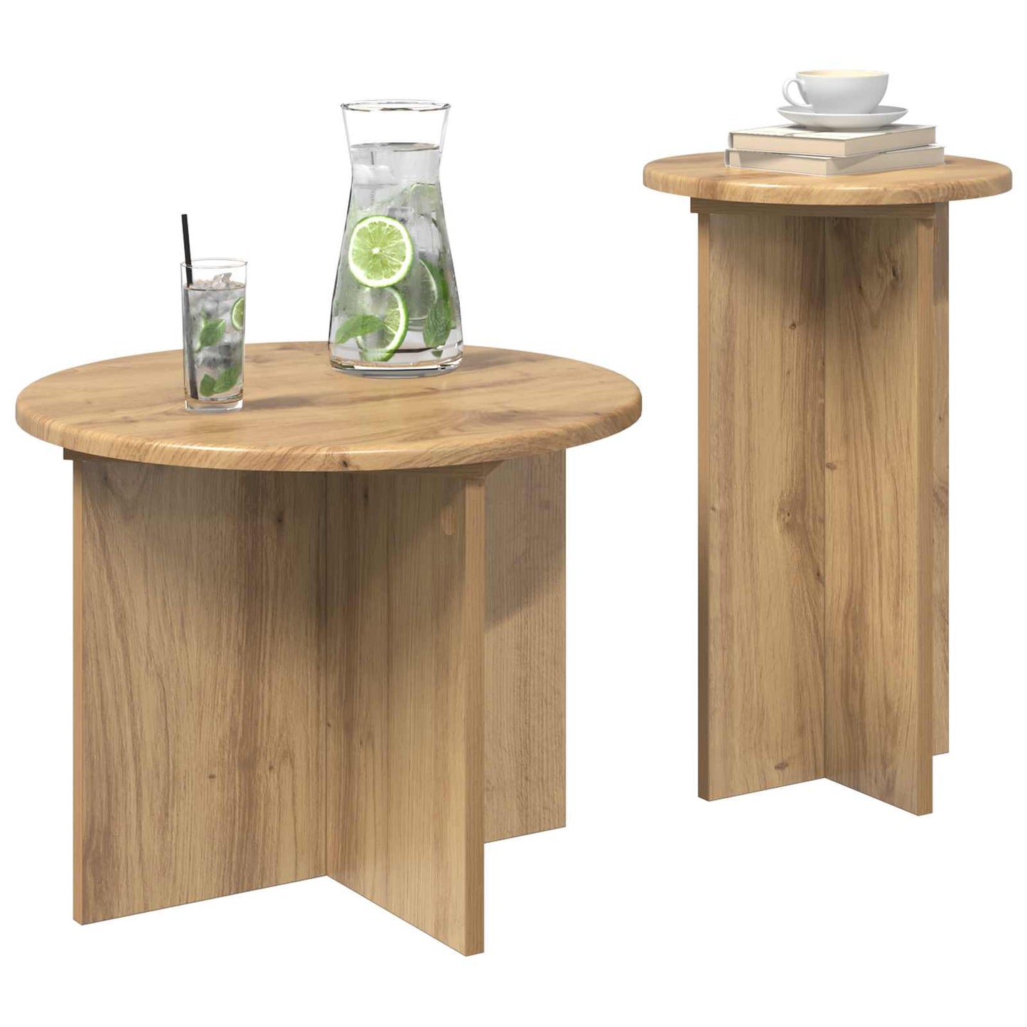 Beistelltisch-Set 2 stk. Artisan-Eiche Ø 45 x 35 cm
